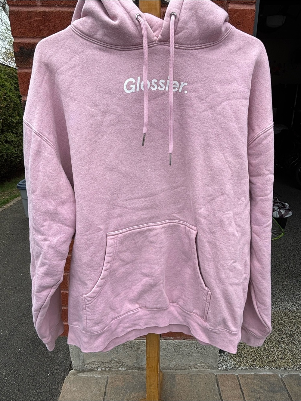 Glossier Light Pink Pullover Hoodie